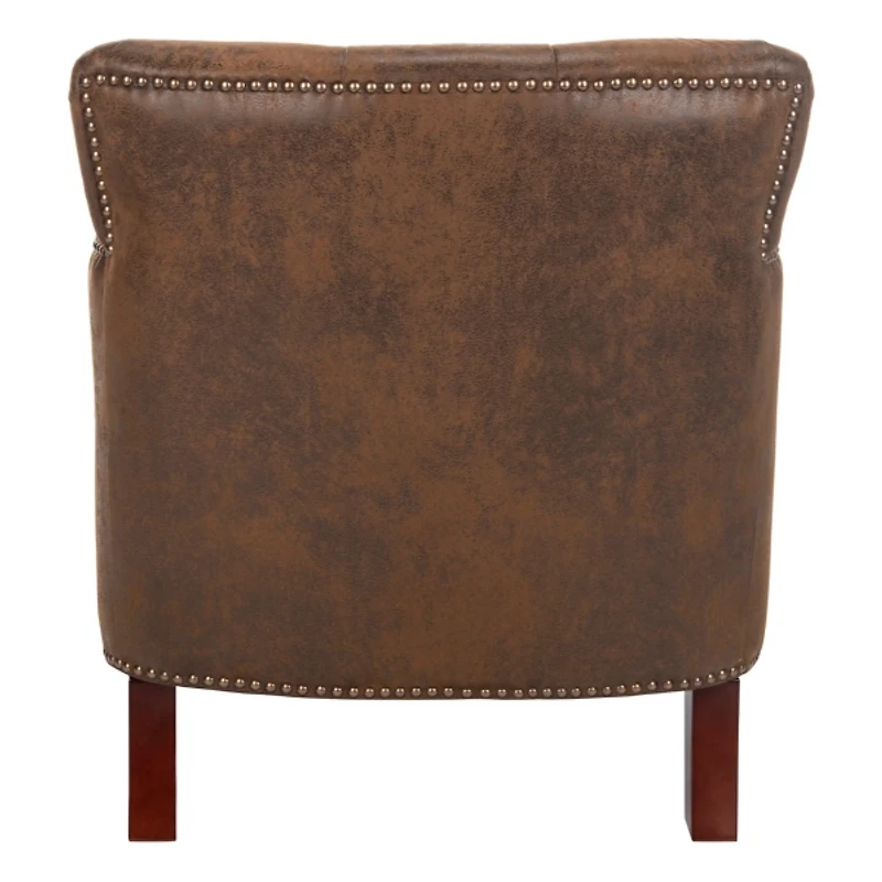 Distressed Brown Faux Leather Tufted Collen Chair