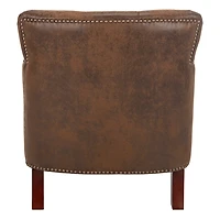 Distressed Brown Faux Leather Tufted Collen Chair