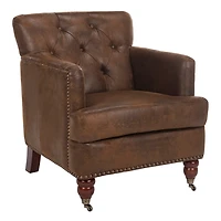Distressed Brown Faux Leather Tufted Collen Chair