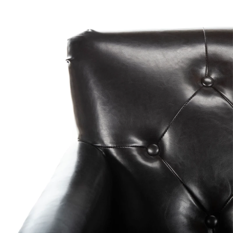 Brown Faux Leather Tufted Collen Accent Chair