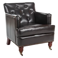 Brown Faux Leather Tufted Collen Accent Chair