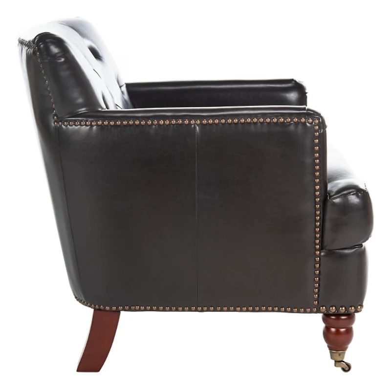 Brown Faux Leather Tufted Collen Accent Chair