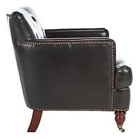 Brown Faux Leather Tufted Collen Accent Chair