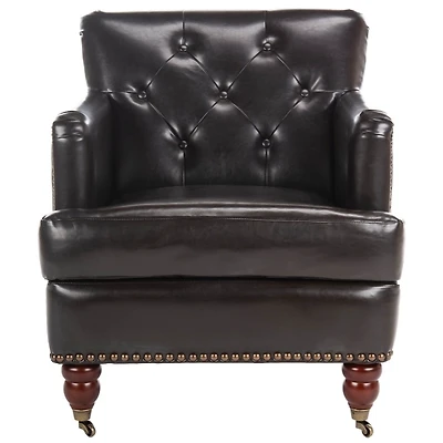 Brown Faux Leather Tufted Collen Accent Chair