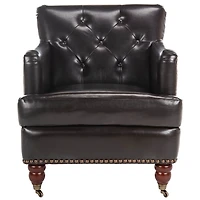 Brown Faux Leather Tufted Collen Accent Chair