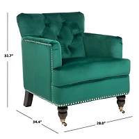 Emerald Green Velvet Tufted Collen Accent Chair