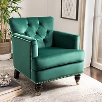 Emerald Green Velvet Tufted Collen Accent Chair
