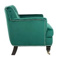 Emerald Green Velvet Tufted Collen Accent Chair