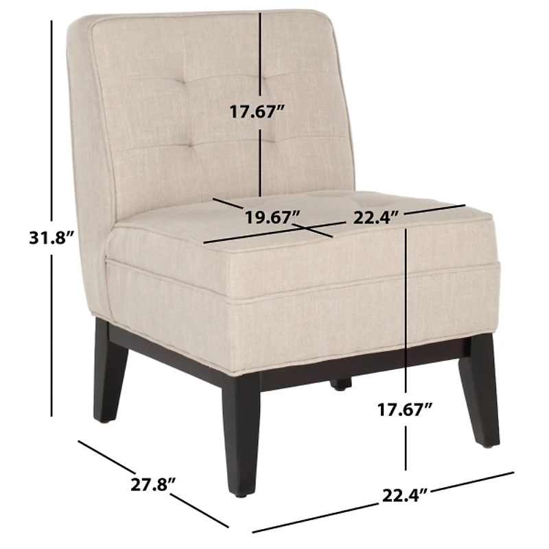 Beige Linen Tufted Traditional Accent Chair