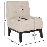 Beige Linen Tufted Traditional Accent Chair