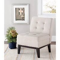 Beige Linen Tufted Traditional Accent Chair