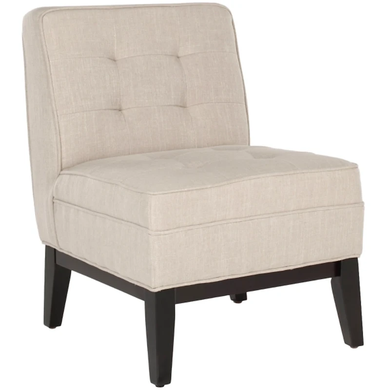Beige Linen Tufted Traditional Accent Chair