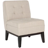 Beige Linen Tufted Traditional Accent Chair