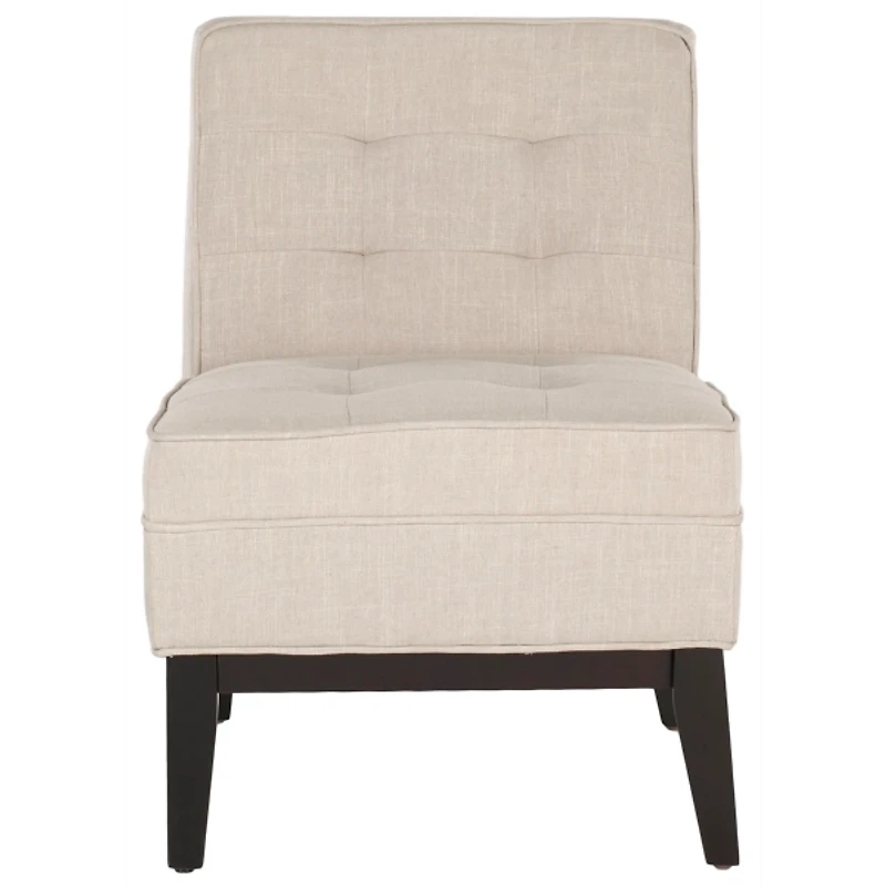 Beige Linen Tufted Traditional Accent Chair