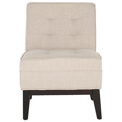 Beige Linen Tufted Traditional Accent Chair