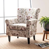Red Crewel Traditional Accent Chair
