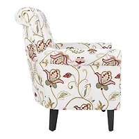 Red Crewel Traditional Accent Chair