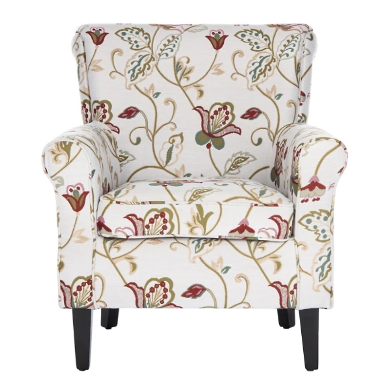 Red Crewel Traditional Accent Chair