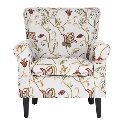 Red Crewel Traditional Accent Chair