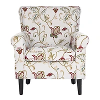 Red Crewel Traditional Accent Chair