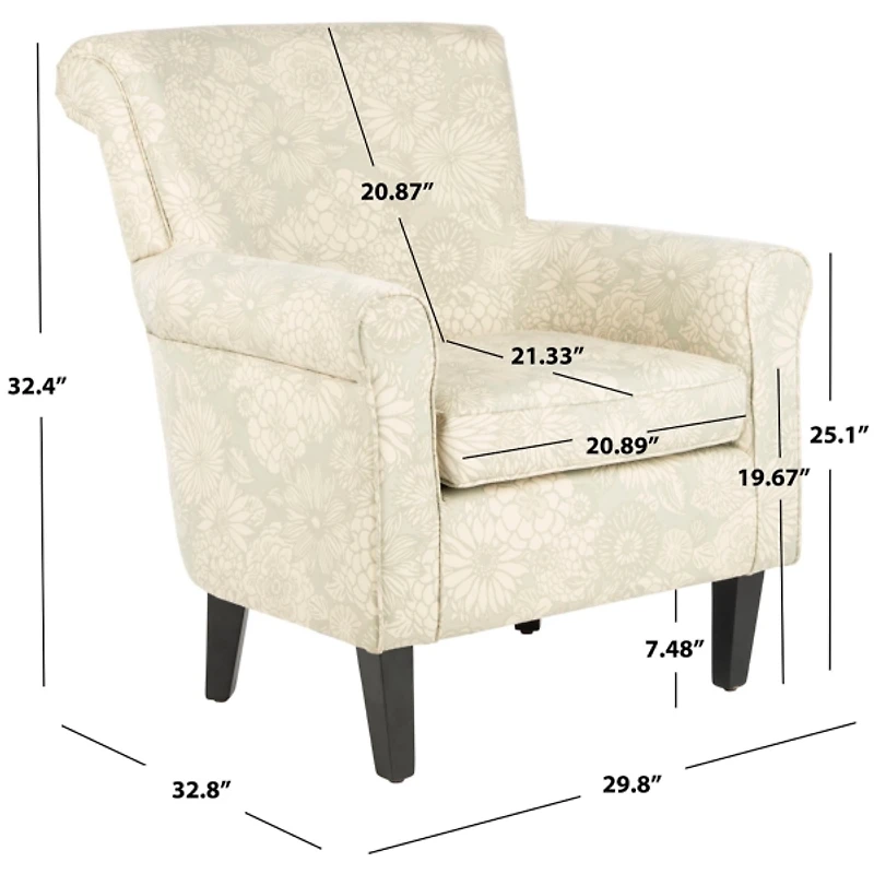 SAFAVIEH Gray Floral Traditional Accent Chair