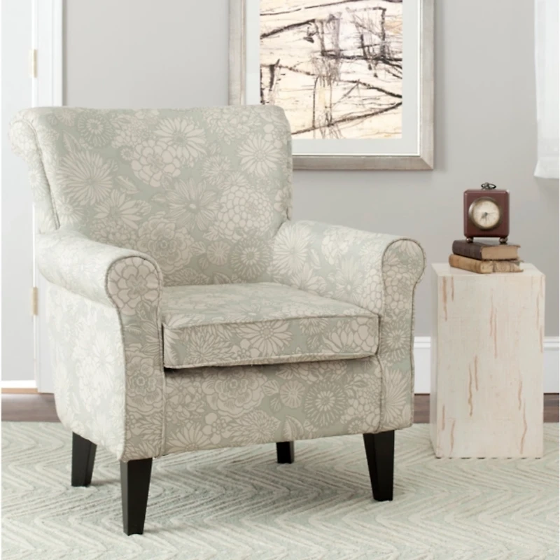 SAFAVIEH Gray Floral Traditional Accent Chair
