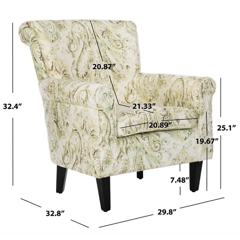 Green Paisley Traditional Accent Chair