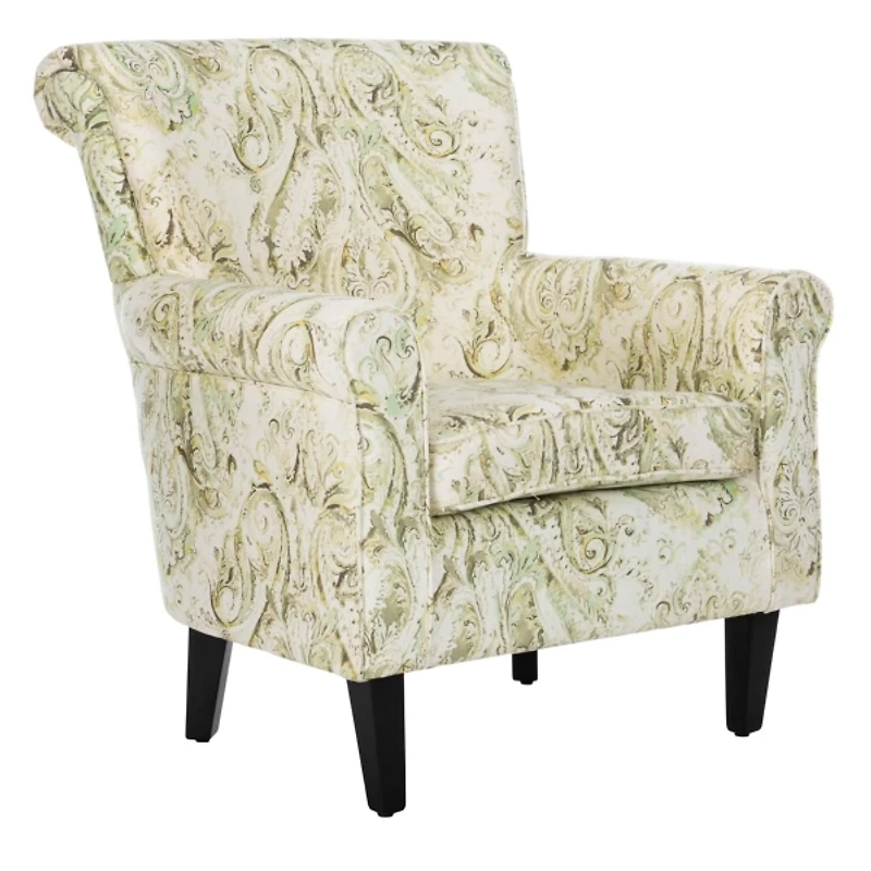 Green Paisley Traditional Accent Chair