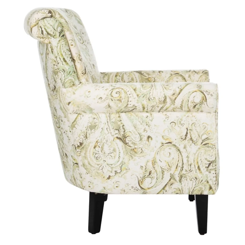 Green Paisley Traditional Accent Chair