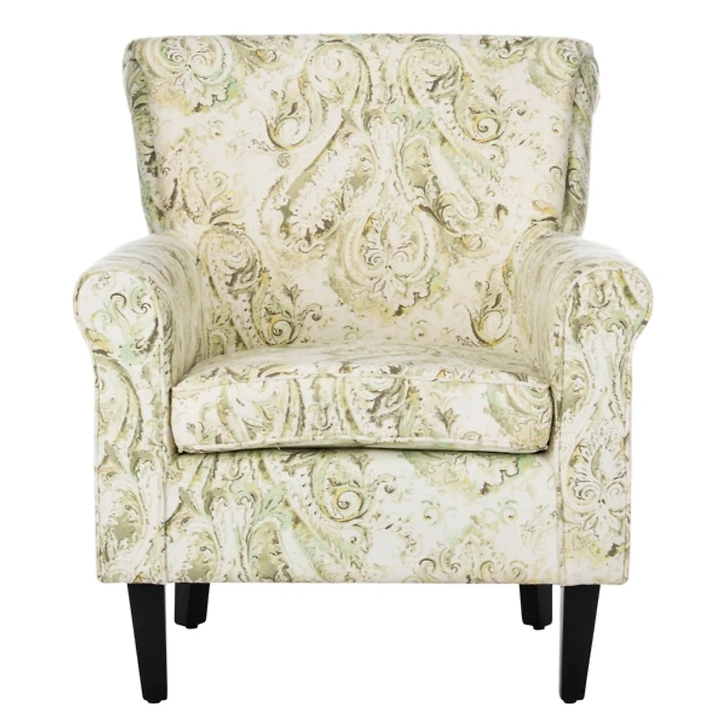 Green Paisley Traditional Accent Chair
