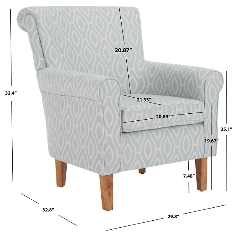 Blue Geometric Traditional Accent Chair