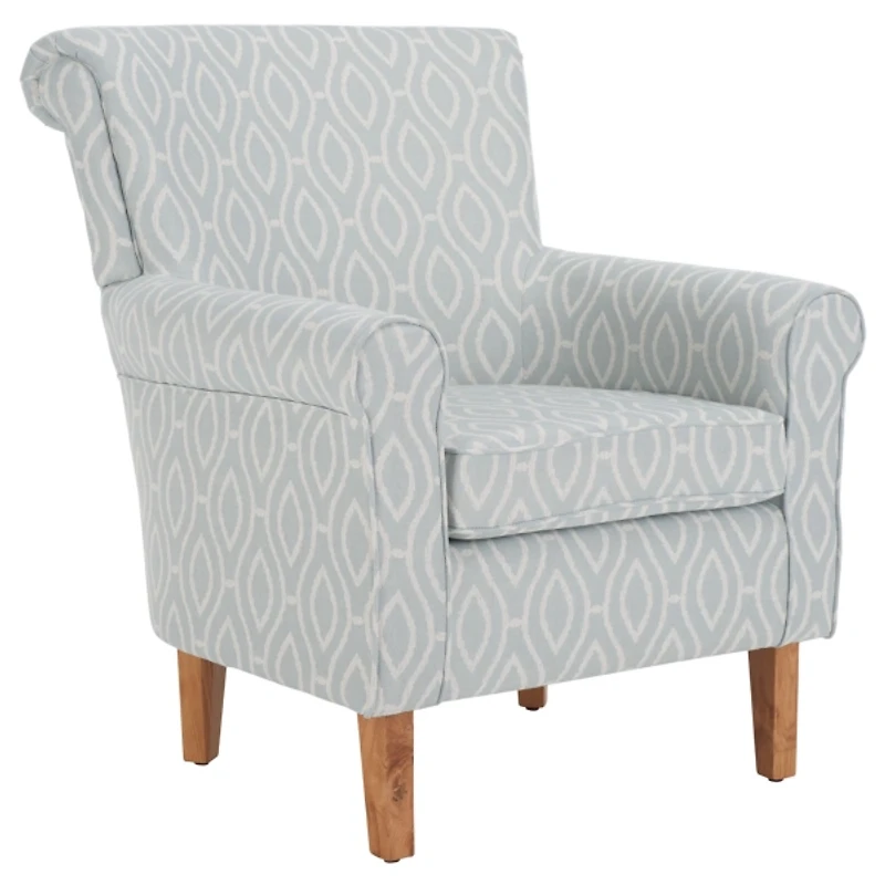 Blue Geometric Traditional Accent Chair