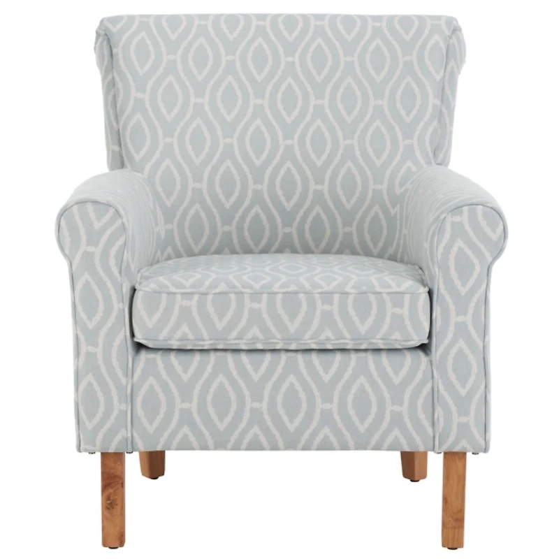 Blue Geometric Traditional Accent Chair