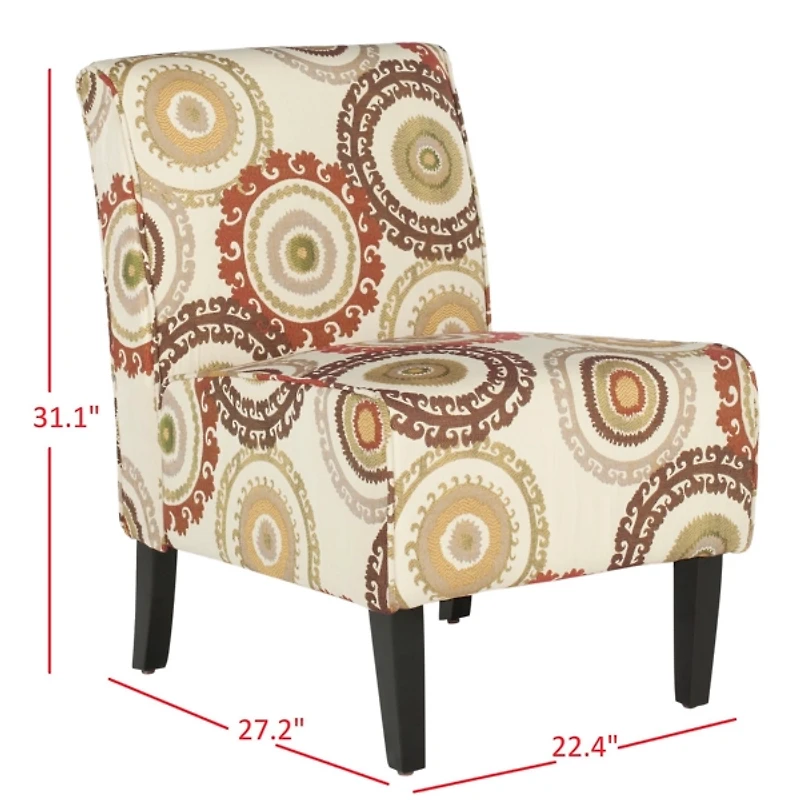 Orange Sunburst Upholstered Accent Chair