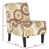 Orange Sunburst Upholstered Accent Chair