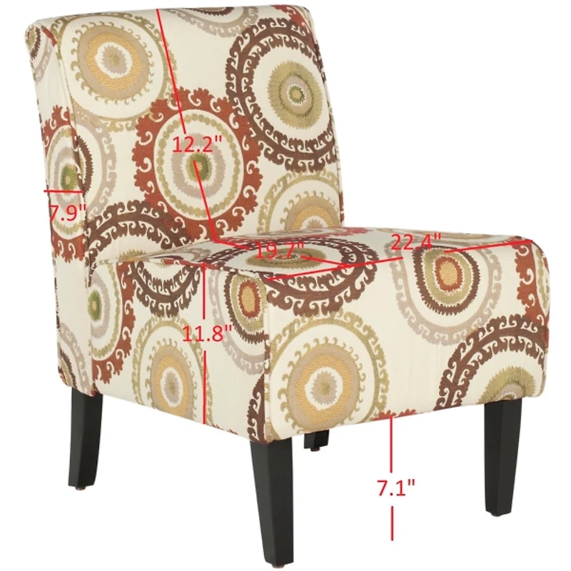 Orange Sunburst Upholstered Accent Chair