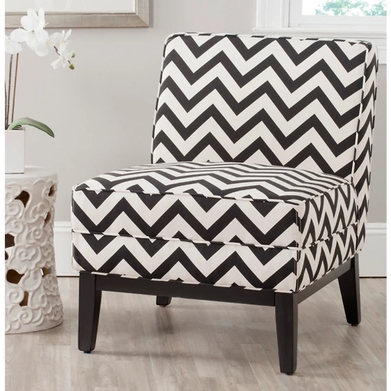Black and White Chevron Contemporary Accent Chair