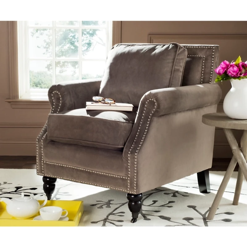 Brown Traditional Club Accent Chair