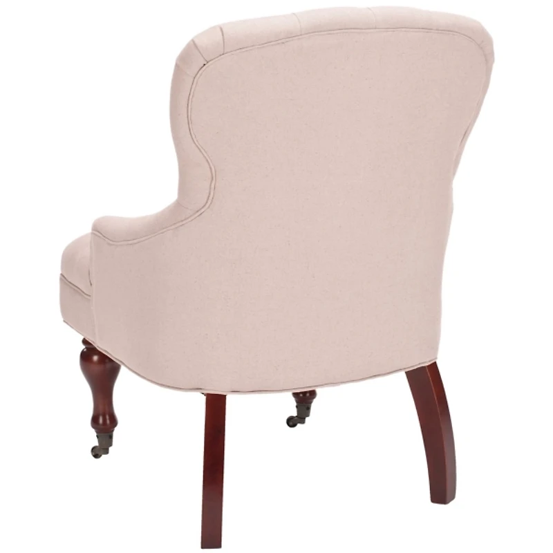 Taupe Linen Diamond Tufted Accent Chair