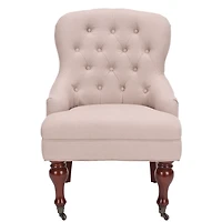Taupe Linen Diamond Tufted Accent Chair