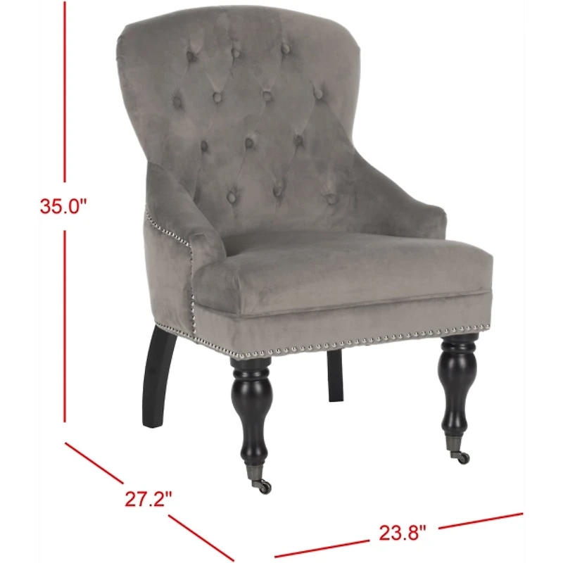 Brown Velvet Diamond Tufted Accent Chair