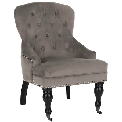 Brown Velvet Diamond Tufted Accent Chair