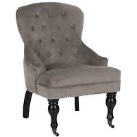 Brown Velvet Diamond Tufted Accent Chair