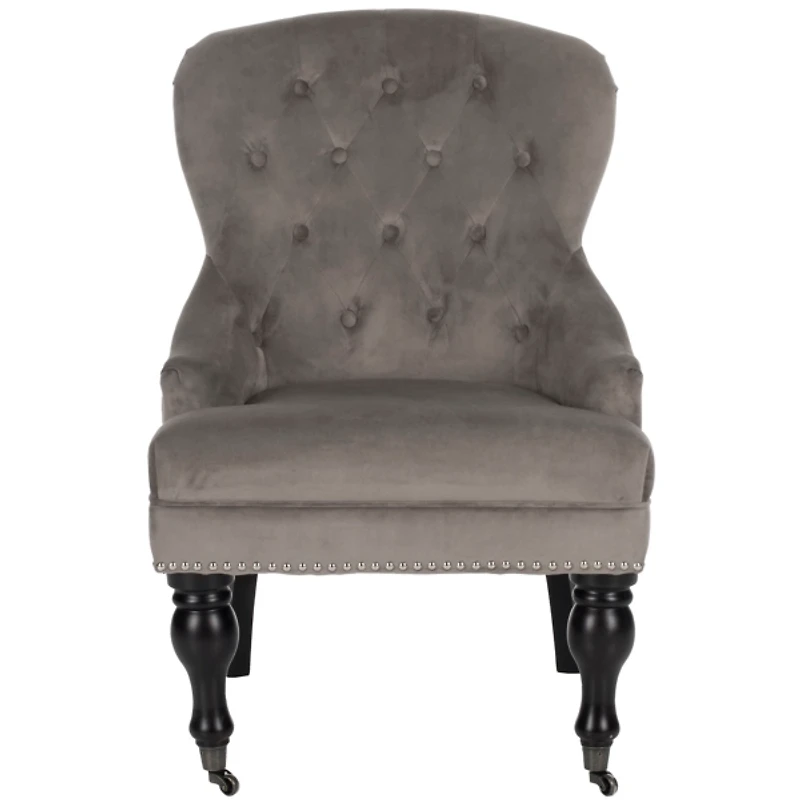 Brown Velvet Diamond Tufted Accent Chair