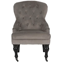 Brown Velvet Diamond Tufted Accent Chair
