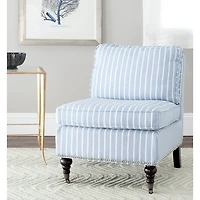 Blue Striped Linen Randi Slipper Accent Chair