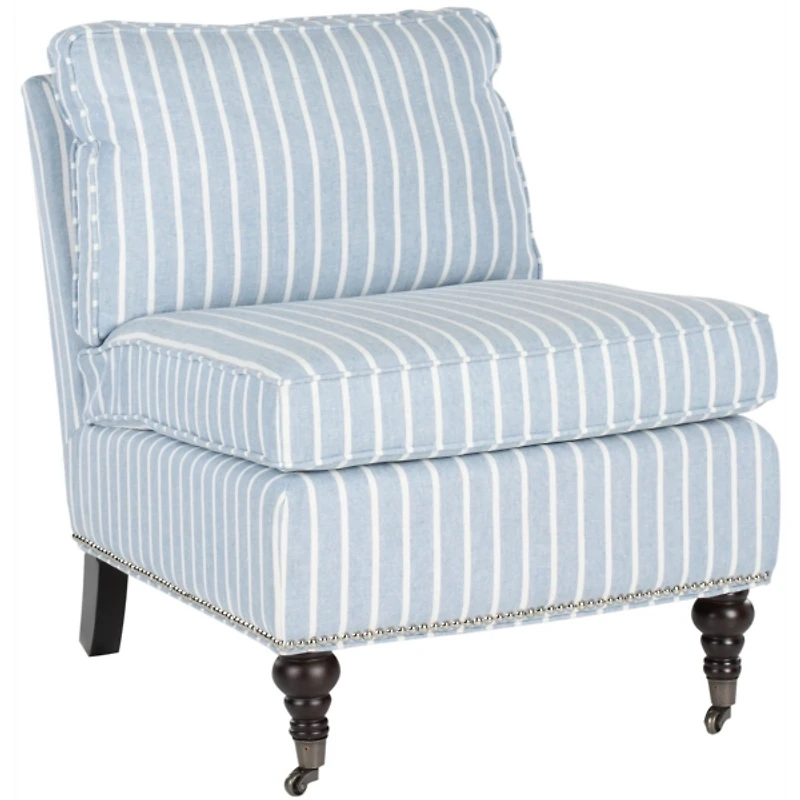 Blue Striped Linen Randi Slipper Accent Chair