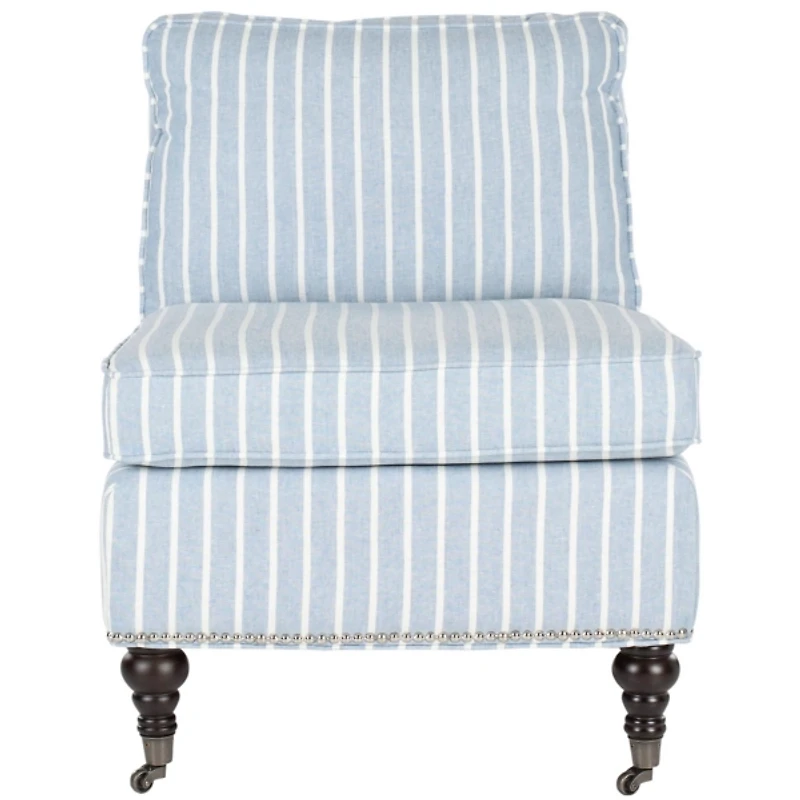 Blue Striped Linen Randi Slipper Accent Chair