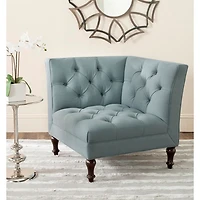 Blue Tufted Corner Accent Chair