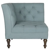 Blue Tufted Corner Accent Chair